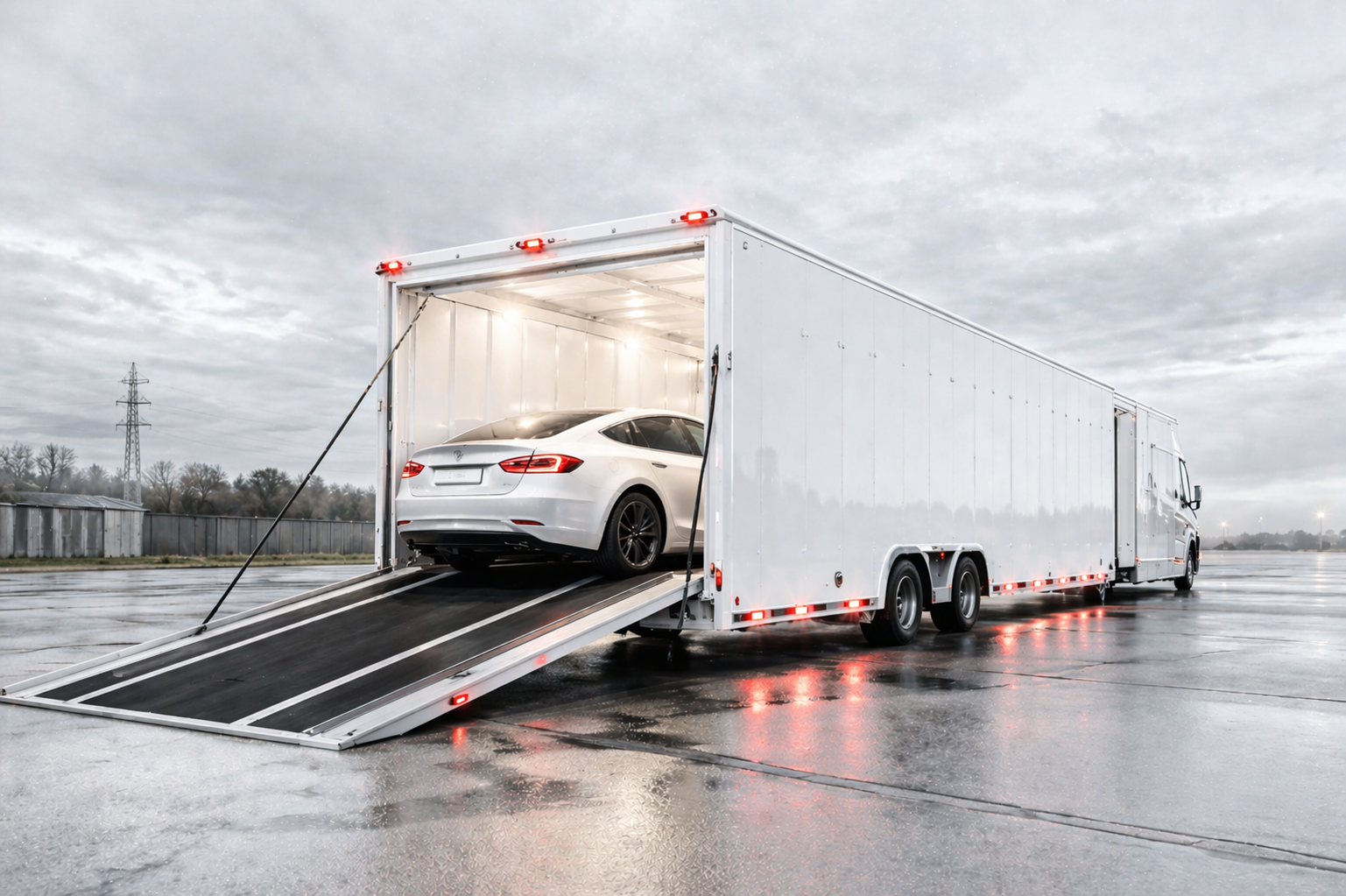 Tesla on transport truck